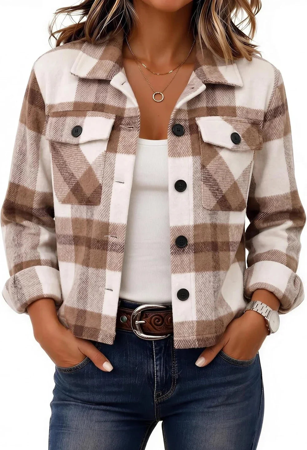Flannels for Women Cropped Shacket