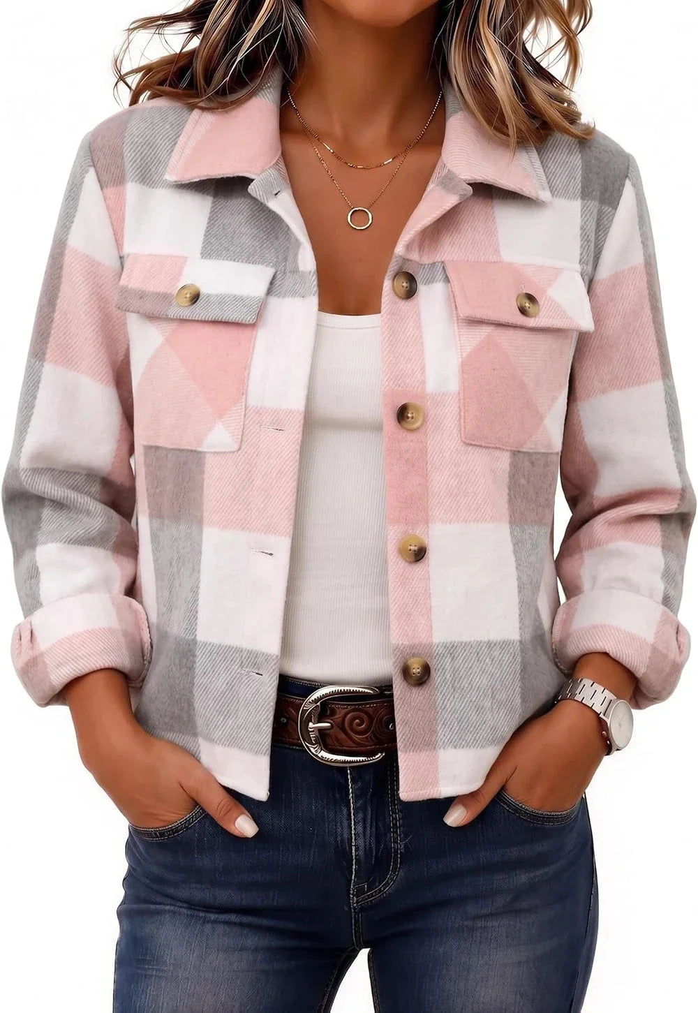 Flannels for Women Cropped Shacket