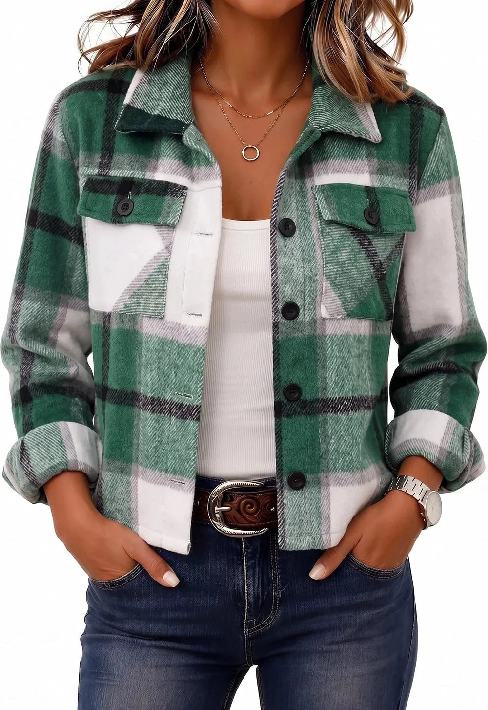 Flannels for Women Cropped Shacket