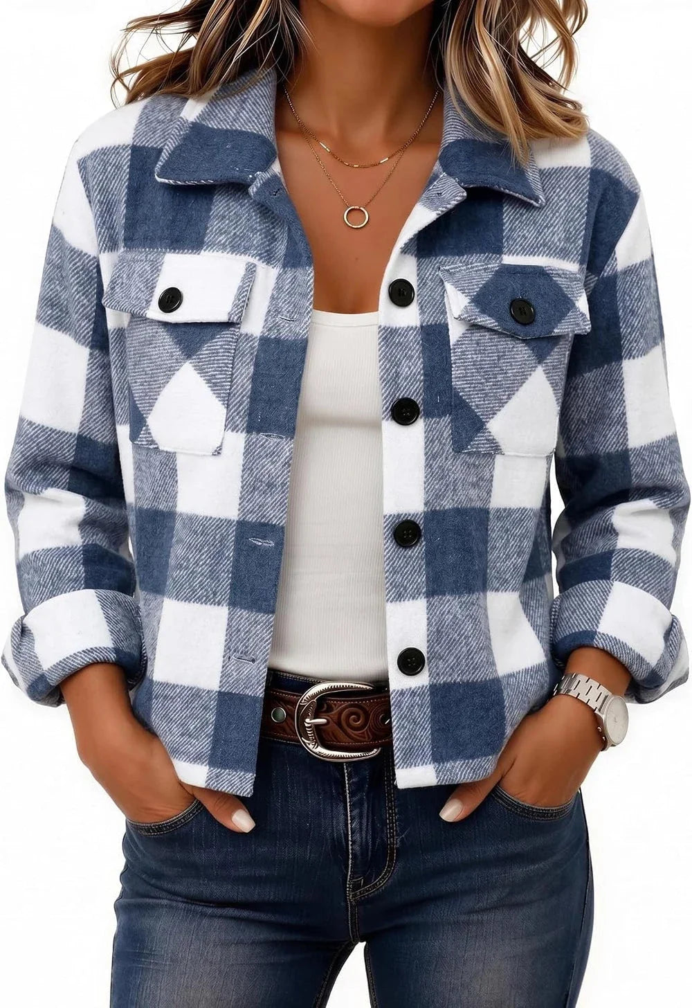 Flannels for Women Cropped Shacket