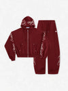 Gothic Script Oversized Zip-Up Hoodie & Wide-Leg Sweatpants Set