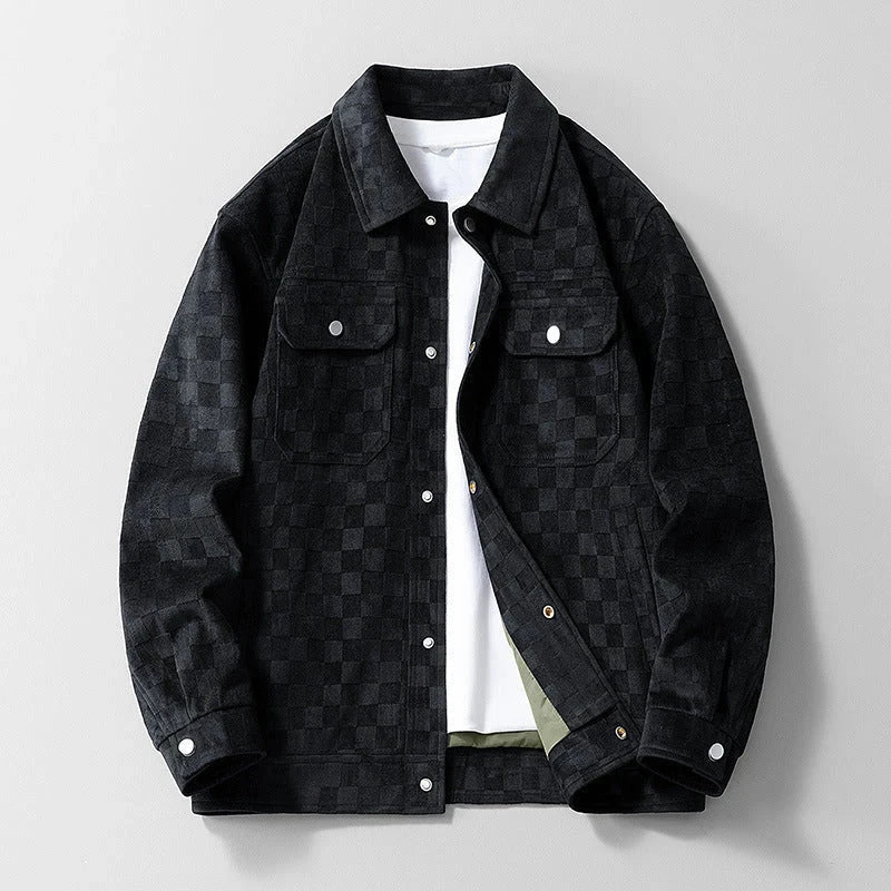 Men's Faux-Suede Checkerboard Jacket
