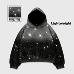 Rhinestone Glitter Unisex Oversized Hoodie – Sparkly Long Sleeve Hooded Sweatshirt