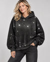 Rhinestone Glitter Unisex Oversized Hoodie – Sparkly Long Sleeve Hooded Sweatshirt