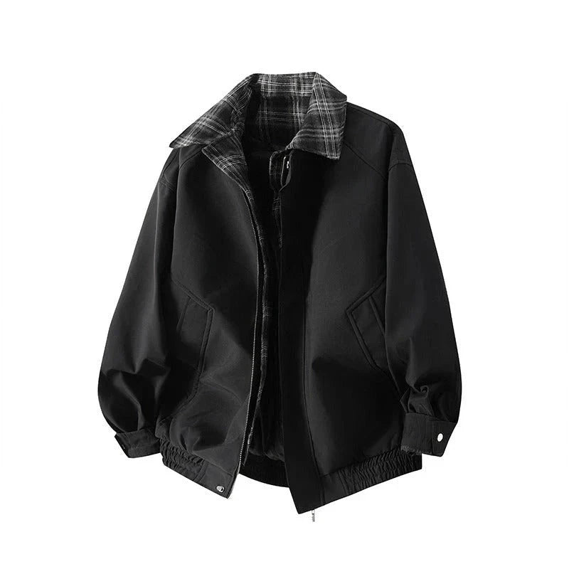 Men's Vintage Plaid-Trim Bomber Jacket – Relaxed Fit