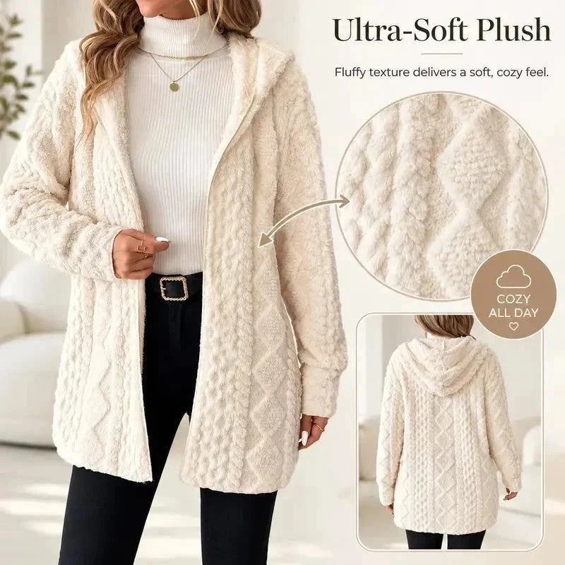 Fuzzy Sherpa Hooded Cardigan
