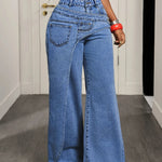 Fitted Cotton Blend Denim Pants