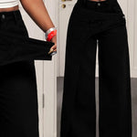 Fitted Cotton Blend Denim Pants